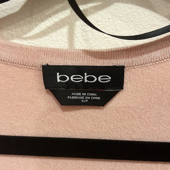 Dusty pink Bebe knit dress with sheer sleeves - Picture 3 of 4